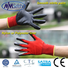 NMSAFETY 13 gauge red nylon dipped black nitrile gloves